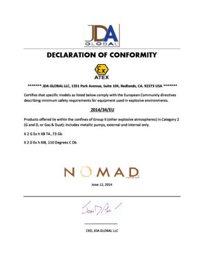 JDA Global - ATEX Certificate