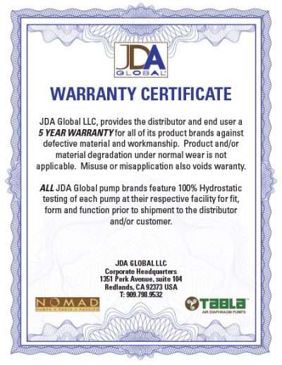 JDA Global - Warranty Certificate